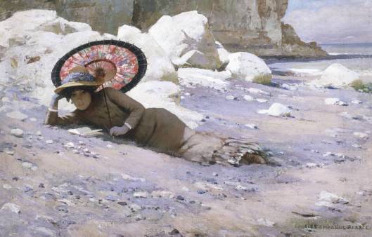 'Reading by the Shore' Charles Sprague Pearce 1883-85 {{PD-Art}}