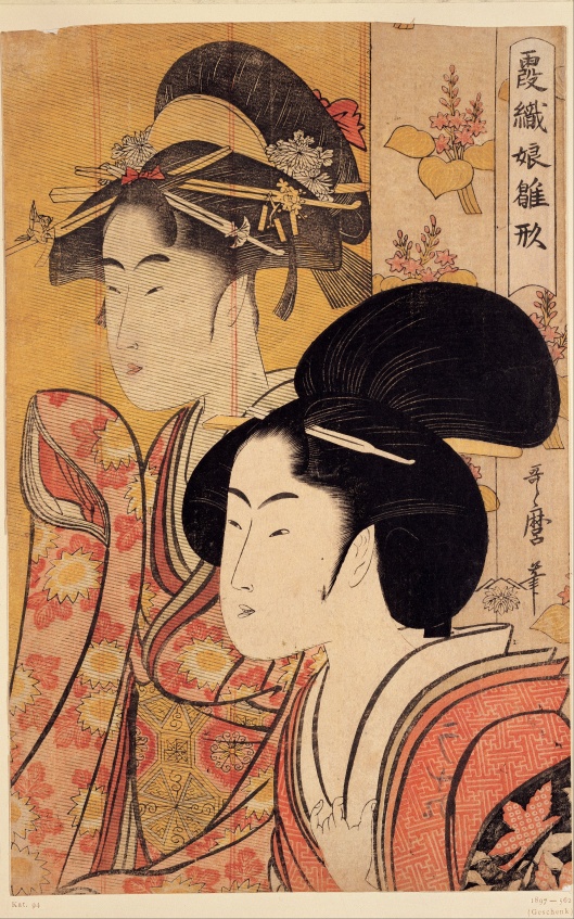 'Two Beauties With Bamboo' Utamaro c1795 {{PD-Art}}